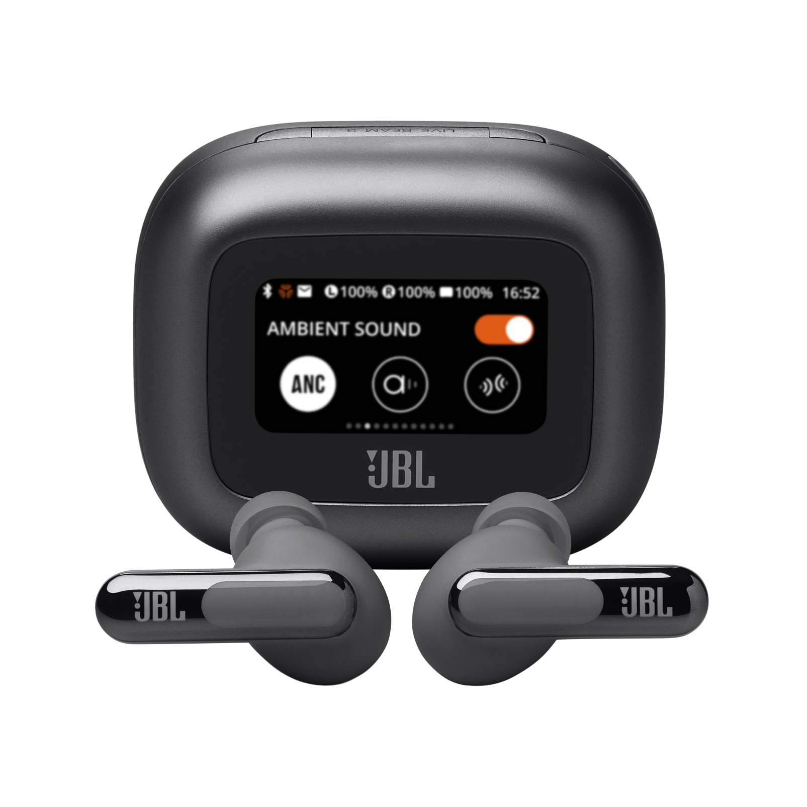 The black live beam 3 earbuds