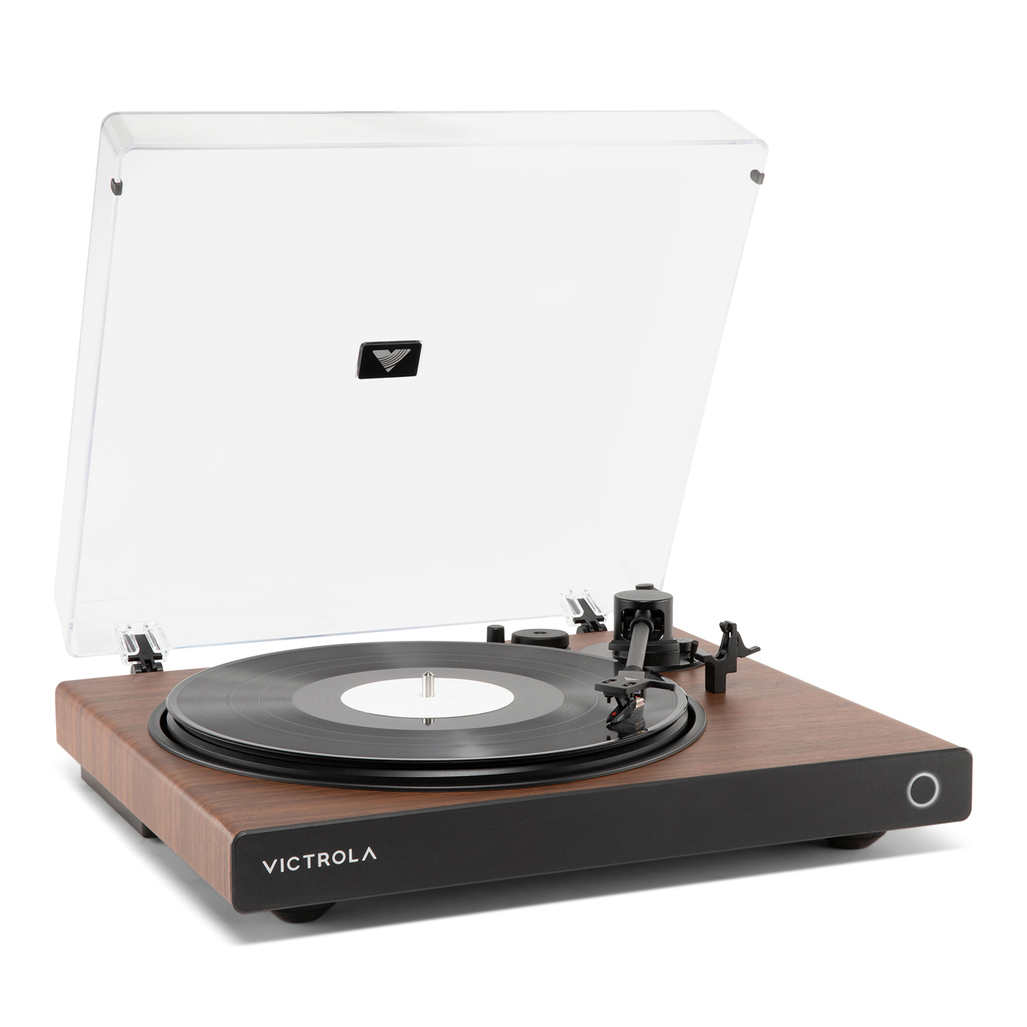 Victrola VPT-1520-WLN  Wave Turntable  (Walnut) - Tilted front view